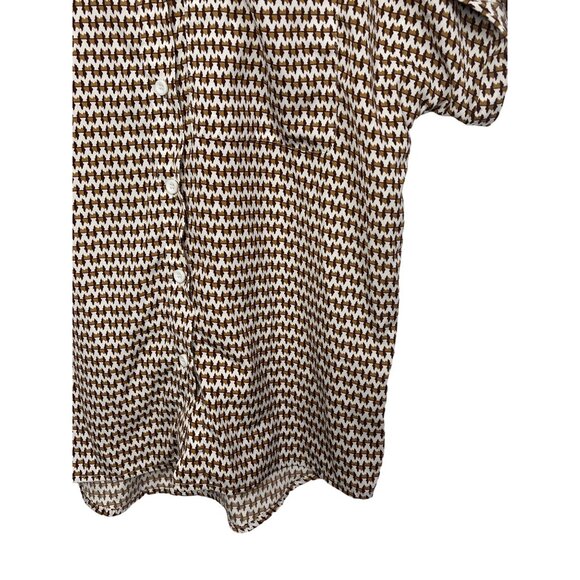 SHEIN Womens XS Brown Button Down Short Sleeve Blouse Casual Workwear - Picture 7 of 9